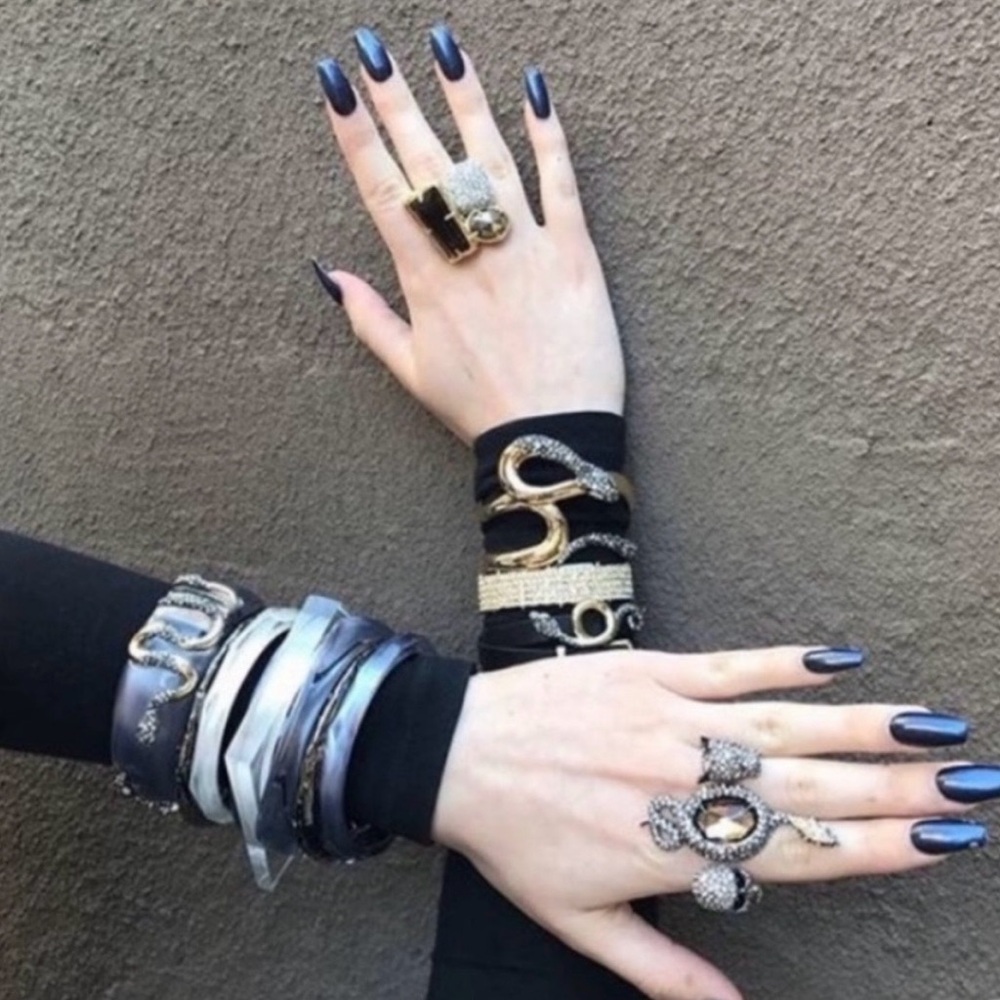 ALEXIS BITTAR • Rocky Pavé Crystal Stone Gemstone Statement Cocktail Ring  7.5
